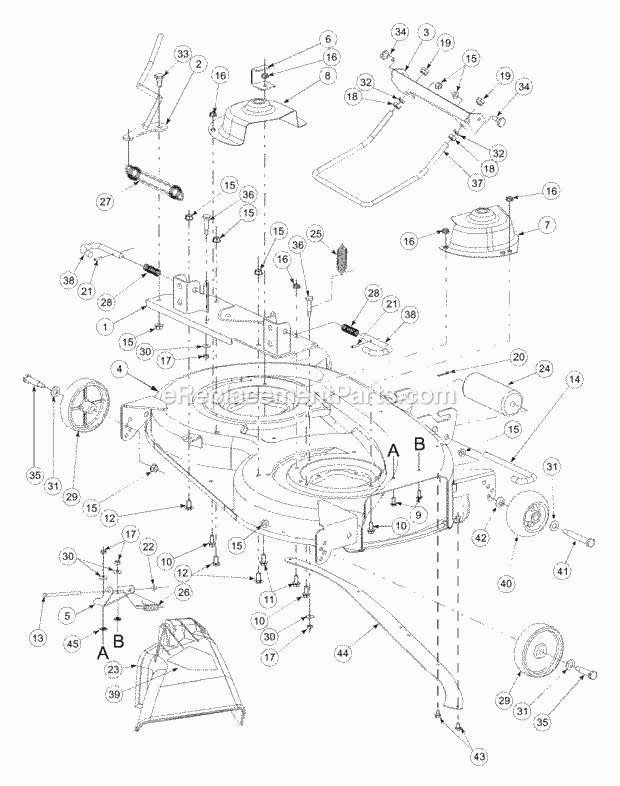 Deck Assembly 38-Inch Diagram and Parts List for LT2138 13A-214F710 Cub Cadet Lawn Tractor